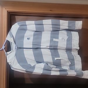 Express zip up hoodie Mens XL grey and white striped